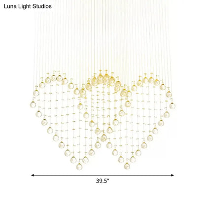 DecorBites™ DecorBites™ Heart Shaped Crystal Flush Mount Ceiling Light in Modern Stainless Steel - 3/5/6 Heads