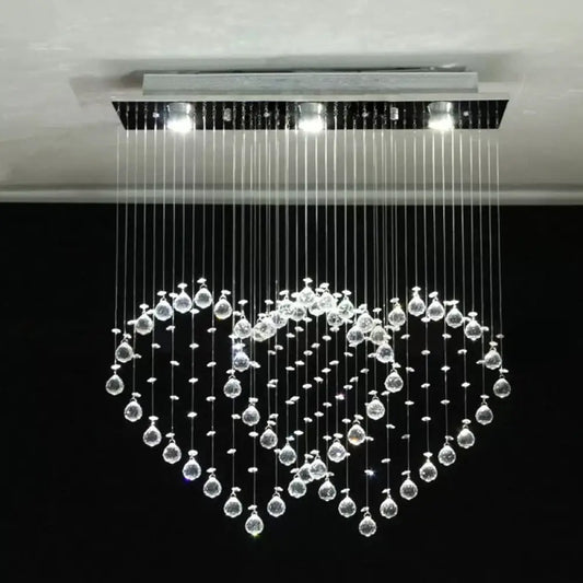 DecorBites™ DecorBites™ Heart Shaped Crystal Flush Mount Ceiling Light in Modern Stainless Steel - 3/5/6 Heads