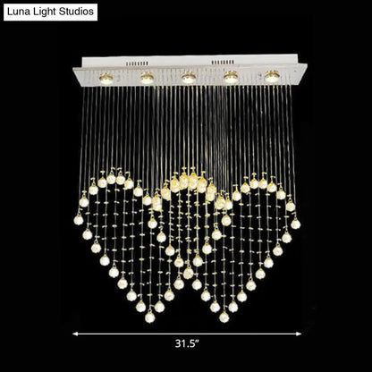 DecorBites™ DecorBites™ Heart Shaped Crystal Flush Mount Ceiling Light in Modern Stainless Steel - 3/5/6 Heads
