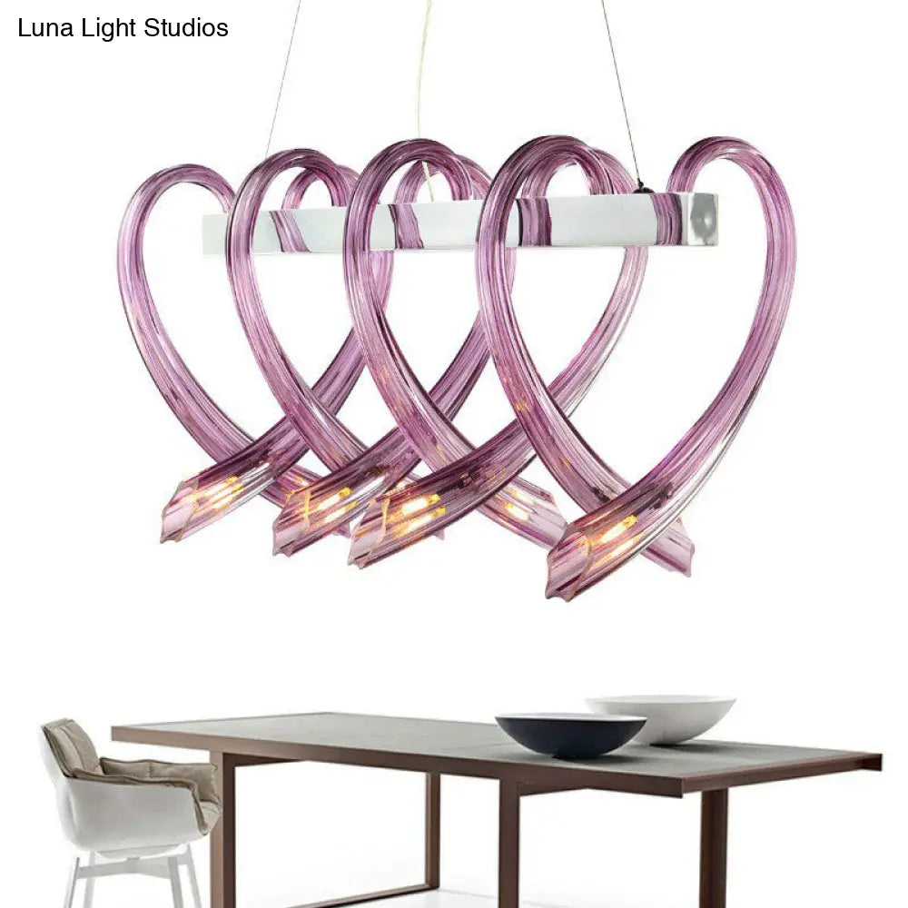 DecorBites™ Heart Shaped Crystal Glass LED Hanging Light Fixture - Perfect for Restaurants