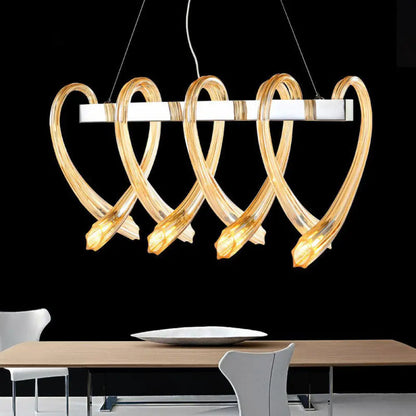 DecorBites™ Heart Shaped Crystal Glass LED Hanging Light Fixture - Perfect for Restaurants