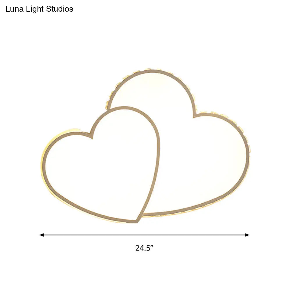 DecorBites™ DecorBites™ Heart Shaped Crystal LED Ceiling Flush Light Fixture - 20.5"/24.5" Wide - Warm/White Light - White Flush Mount