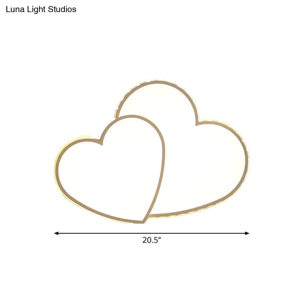 DecorBites™ DecorBites™ Heart Shaped Crystal LED Ceiling Flush Light Fixture - 20.5"/24.5" Wide - Warm/White Light - White Flush Mount