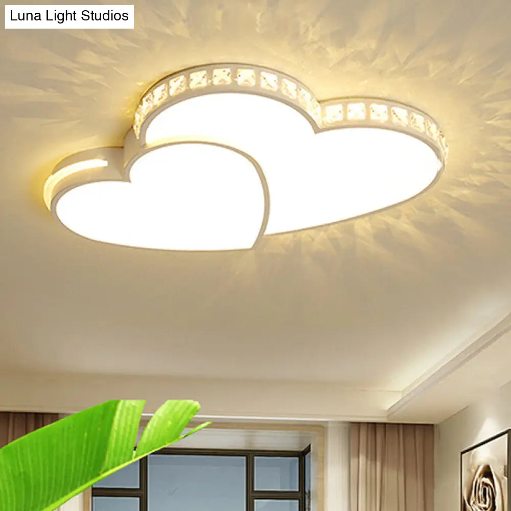DecorBites™ DecorBites™ Heart Shaped Crystal LED Ceiling Flush Light Fixture - 20.5"/24.5" Wide - Warm/White Light - White Flush Mount