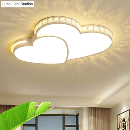 DecorBites™ DecorBites™ Heart Shaped Crystal LED Ceiling Flush Light Fixture - 20.5"/24.5" Wide - Warm/White Light - White Flush Mount