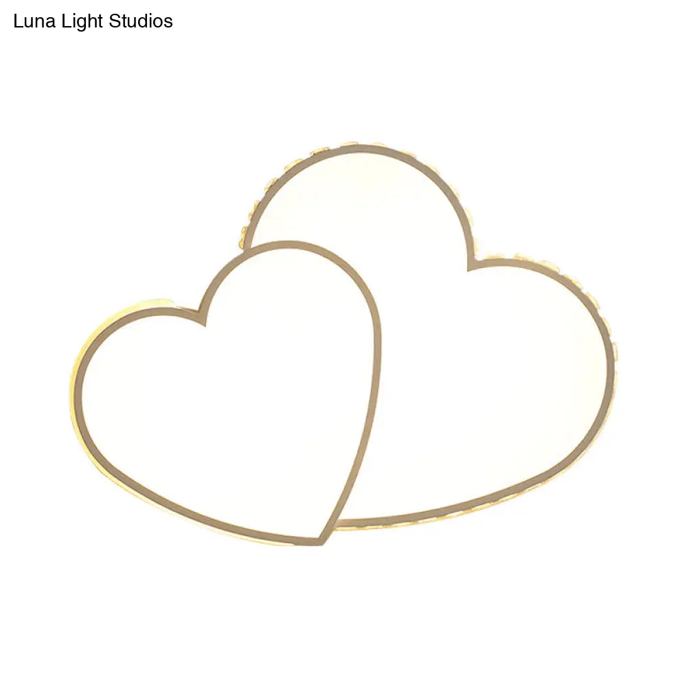 DecorBites™ DecorBites™ Heart Shaped Crystal LED Ceiling Flush Light Fixture - 20.5"/24.5" Wide - Warm/White Light - White Flush Mount