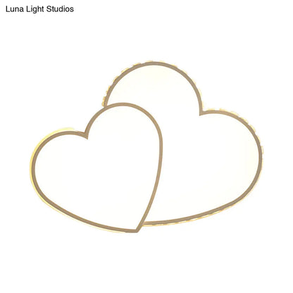 DecorBites™ DecorBites™ Heart Shaped Crystal LED Ceiling Flush Light Fixture - 20.5"/24.5" Wide - Warm/White Light - White Flush Mount