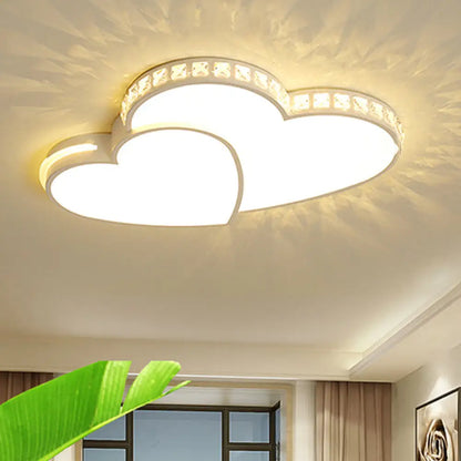 DecorBites™ DecorBites™ Heart Shaped Crystal LED Ceiling Flush Light Fixture - 20.5"/24.5" Wide - Warm/White Light - White Flush Mount