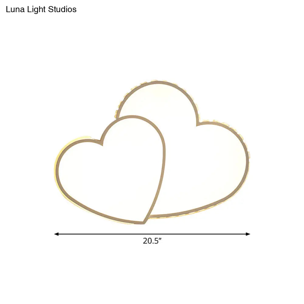 DecorBites™ DecorBites™ Heart Shaped Crystal LED Ceiling Flush Light Fixture - 20.5"/24.5" Wide - Warm/White Light - White Flush Mount