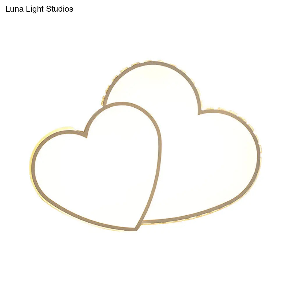 DecorBites™ DecorBites™ Heart Shaped Crystal LED Ceiling Flush Light Fixture - 20.5"/24.5" Wide - Warm/White Light - White Flush Mount