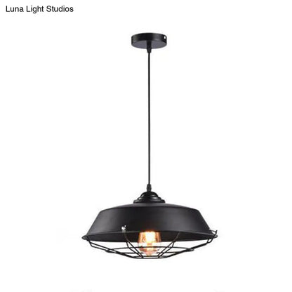 Height Adjustable Farmhouse Barn Pendant Lamp, Black/White Metal Hanging Ceiling Light for Bars