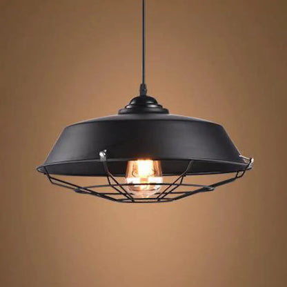 Height Adjustable Farmhouse Barn Pendant Lamp, Black/White Metal Hanging Ceiling Light for Bars