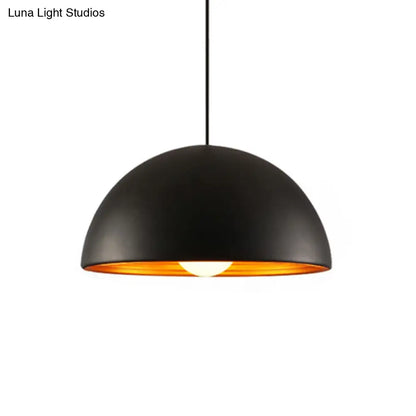 Hemisphere Industrial Metal Pendant - 1 Light Down Lighting for Dining Room Suspension