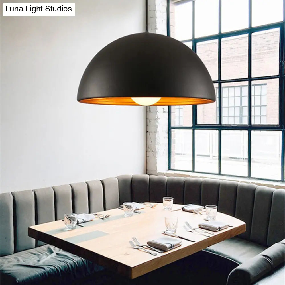 Hemisphere Industrial Metal Pendant - 1 Light Down Lighting for Dining Room Suspension