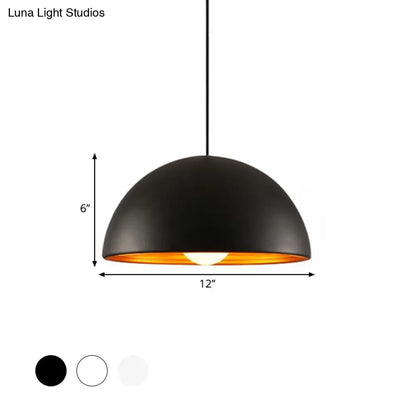 Hemisphere Industrial Metal Pendant - 1 Light Down Lighting for Dining Room Suspension