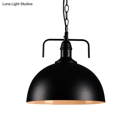 Hemisphere Porch Hanging Light - Rural Metallic Suspension Pendant with Black Finish & 1 Bulb