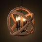 Hemp Rope 4-Light Chandelier in Beige for Farmhouse and Bedroom Suspension