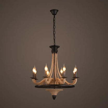 ثريا ديكوربايتس™ العتيقة المعلقة من حبل القنب باللون الأسود - مثالية للمطاعم والجزر