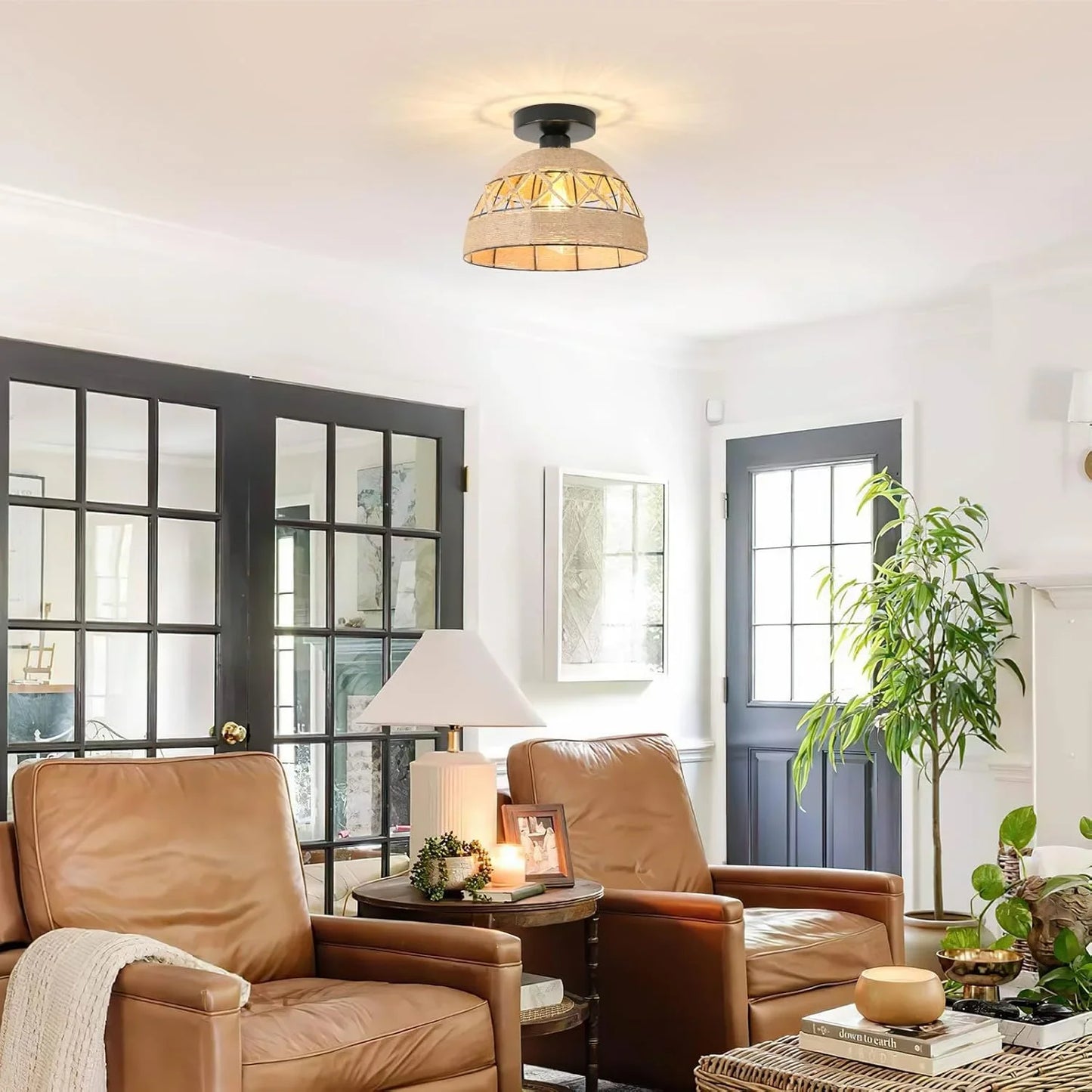 Hemp Rope Ceiling Light for Home Decor - Without Light Source / United States