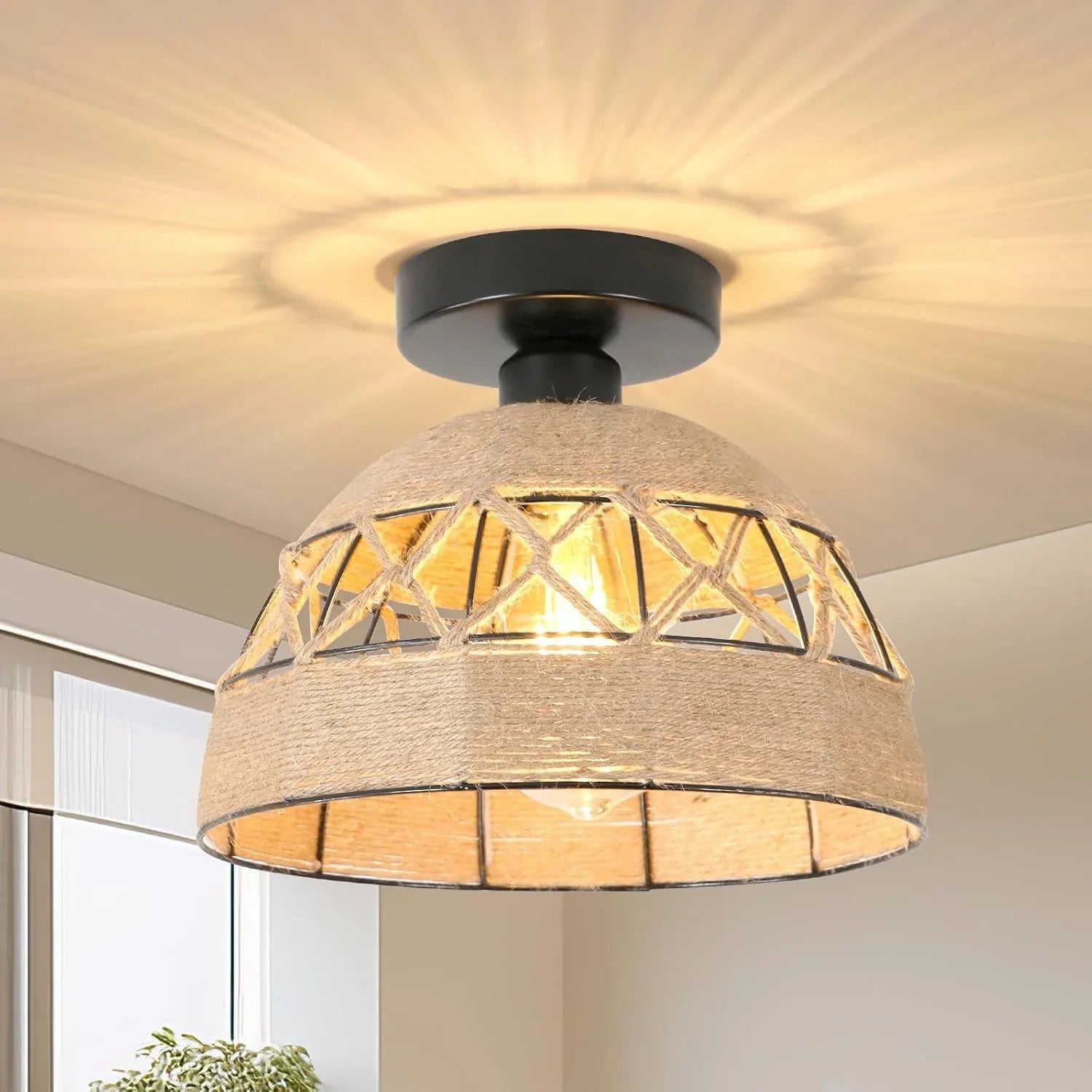 Hemp Rope Ceiling Light for Home Decor - Without Light Source / United States