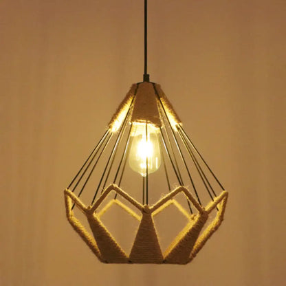 Hemp Rope Industrial Ceiling Pendant Light - Flaxen Single Hanging Fixture for Restaurants