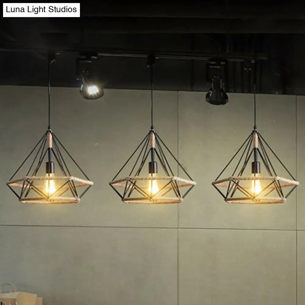 Hemp Rope Industrial Pendant Light for Restaurants - Single Ceiling Fixture