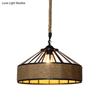 Hemp Rope Industrial Pendant Light for Restaurants - Single Ceiling Fixture