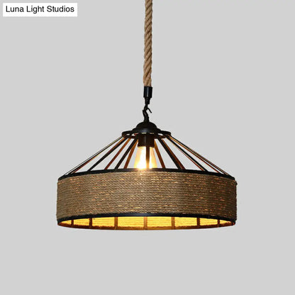 Hemp Rope Industrial Pendant Light for Restaurants - Single Ceiling Fixture