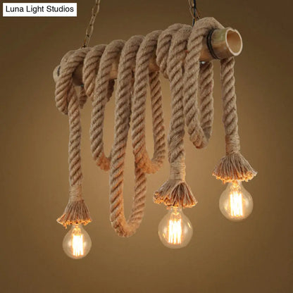 DecorBites™ Hemp Rope Pendant Light: Industrial Island Lighting with Bamboo Tube in Flaxen