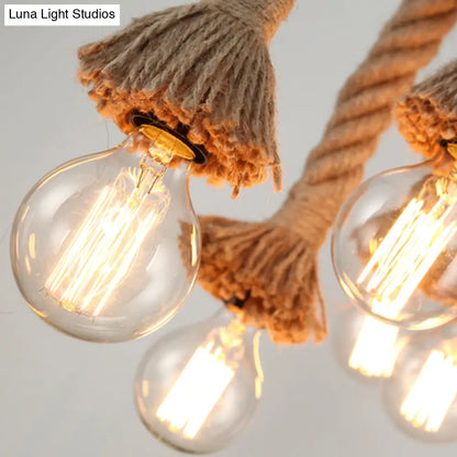 DecorBites™ Hemp Rope Pendant Light: Industrial Island Lighting with Bamboo Tube in Flaxen
