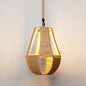 Hemp Rope Rustic Pendant Light with Caged Design and Brown Finish for Restaurants