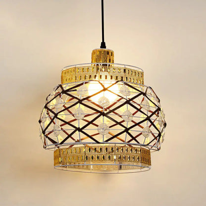 Hemp Rope Shaded Pendant Light - Antique 1-Light Hanging Fixture for Restaurants in Brown