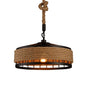 Hemp Rope Yurt Hanging Light - Rustic Pendant Fixture in Black