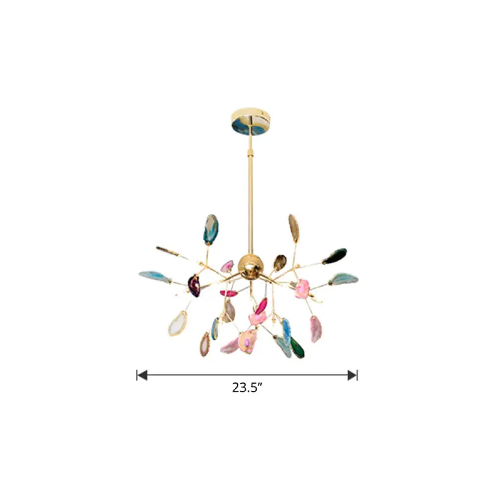 Lámpara de araña colgante Heracleum Agate en dorado moderno: perfecta para salones.