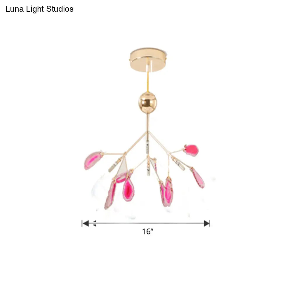 Lámpara de araña colgante Heracleum Agate en dorado moderno: perfecta para salones.