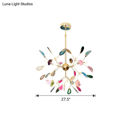 Lámpara de araña colgante Heracleum Agate en dorado moderno: perfecta para salones.