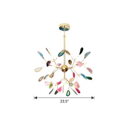 Lámpara de araña colgante Heracleum Agate en dorado moderno: perfecta para salones.