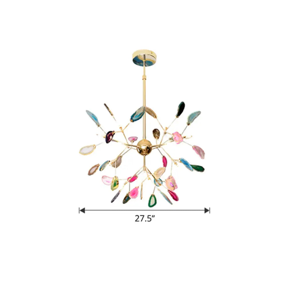 Lámpara de araña colgante Heracleum Agate en dorado moderno: perfecta para salones.