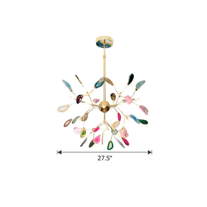 Lámpara de araña colgante Heracleum Agate en dorado moderno: perfecta para salones.