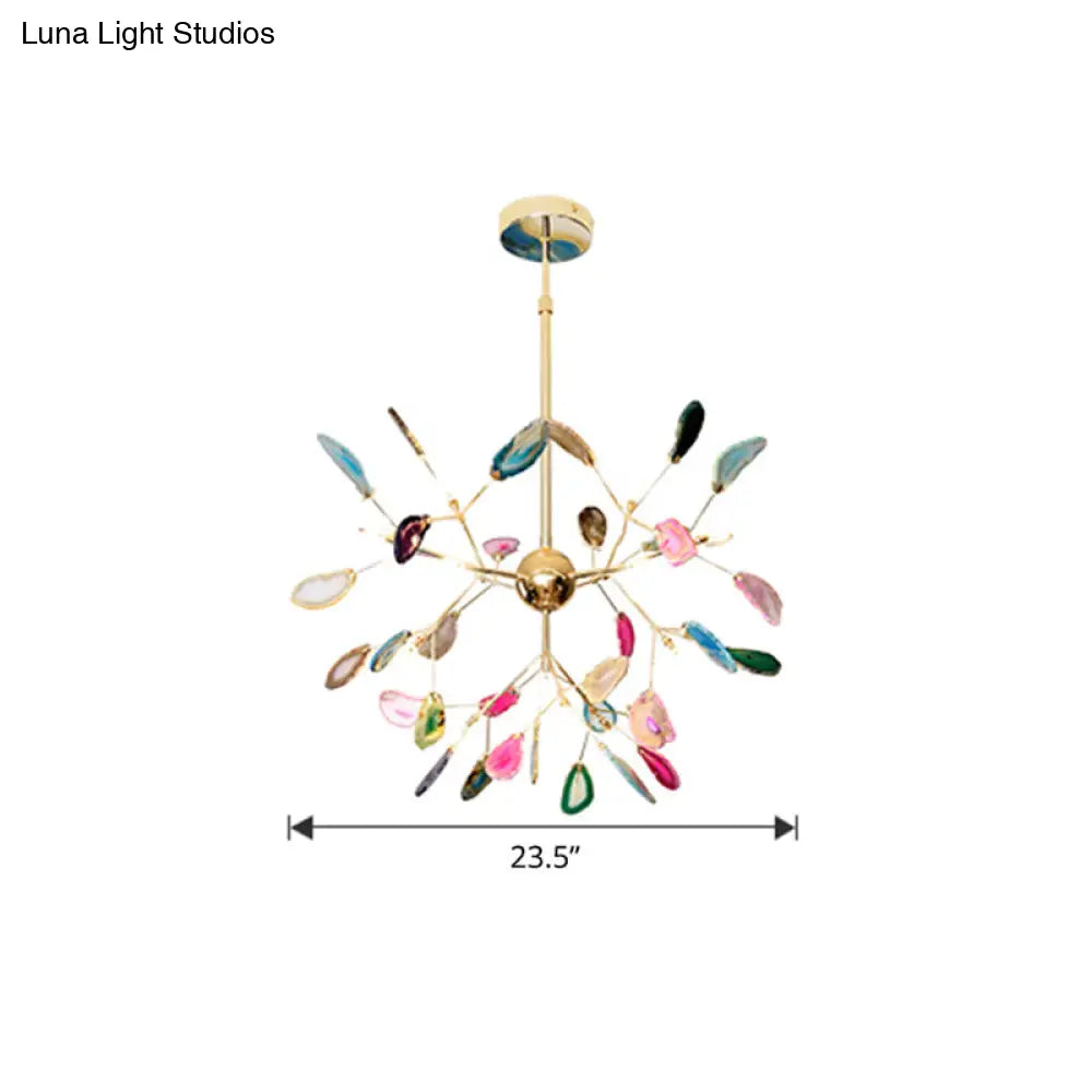 Lámpara de araña colgante Heracleum Agate en dorado moderno: perfecta para salones.