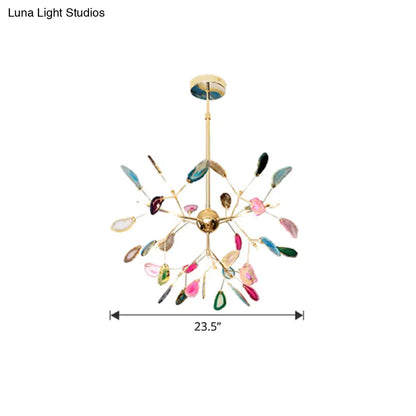 Lámpara de araña colgante Heracleum Agate en dorado moderno: perfecta para salones.