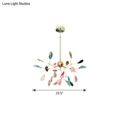 Lámpara de araña colgante Heracleum Agate en dorado moderno: perfecta para salones.