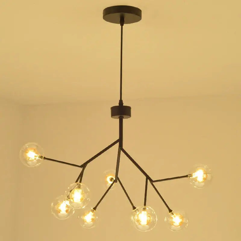 Black metal decorbites heracleum firefly gold glass ball chandelier with multiple clear globes for dining room lighting