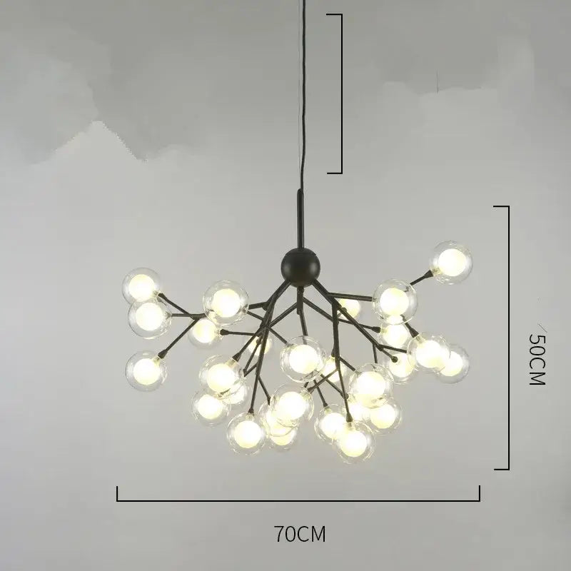Black metal heracleum firefly gold glass ball chandelier with clear globes in branching design for dining room decorbites heracleum firefly