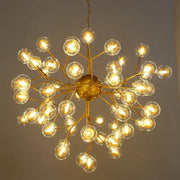 Golden branch-style decorbites heracleum firefly chandelier with clear glass globe bulbs for dining room light decor