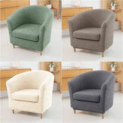 Herringbone jacquard elastic armchair slipcover in green stretchy fabric for cozy living room decor