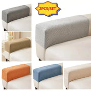 Textile sofa armrest cover in gray herringbone weave fleece for living room sofa protection and decor