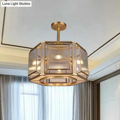 DecorBites™ DecorBites™ Hexagon Flush Mount Lighting with Clear Prismatic Glass - 6-Head, Colonial Gold Finish