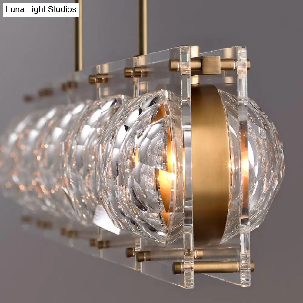 DecorBites™ Hexagon Glass Ball Pendant Lamp - 5-Head Island Light Fixture with Brass Finish