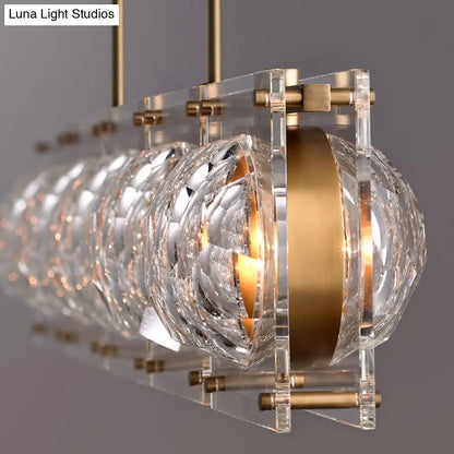 DecorBites™ Hexagon Glass Ball Pendant Lamp - 5-Head Island Light Fixture with Brass Finish